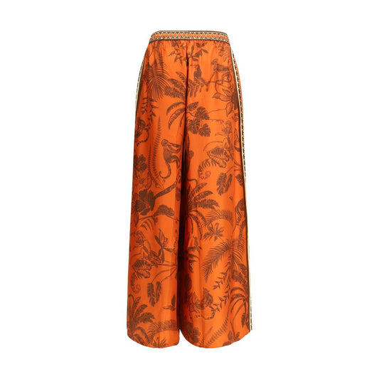 Alemais Orange Silk Casual Pants