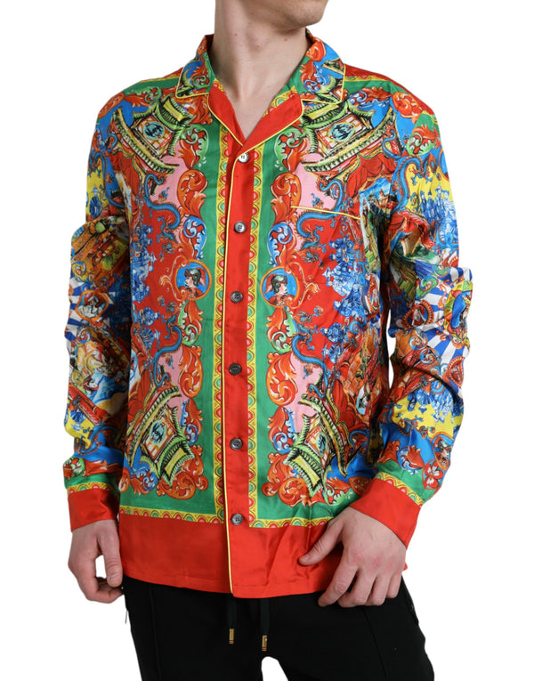 Dolce & Gabbana Multicolor Patterned Button Down Casual Shirt
