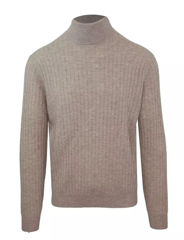 Malo Beige Cashmere-Wool Blend Turtleneck Sweater
