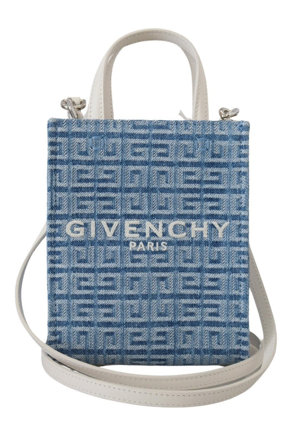 Givenchy Light Blue Coated Canvas Vertical Mini Shoulder Bag