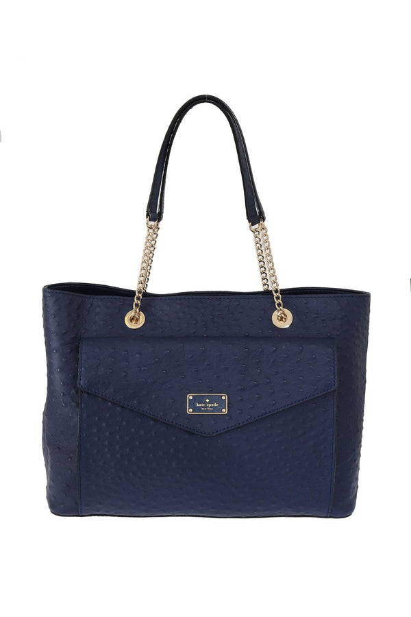Kate Spade Blue Leather Halsey la vita Ostrich Handbag