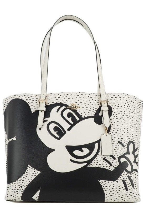 COACH C6978 Mickey Mouse X Keith Haring Mollie Large Leather Shoulder Tote Bag