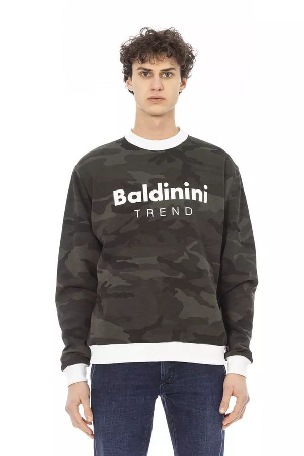 Baldinini Trend Army Cotton Fleece Hoodie with Front Logo