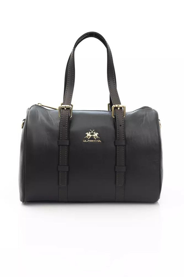 La Martina Black CALF Leather Crossbody Bag - Elite ÉCLAT