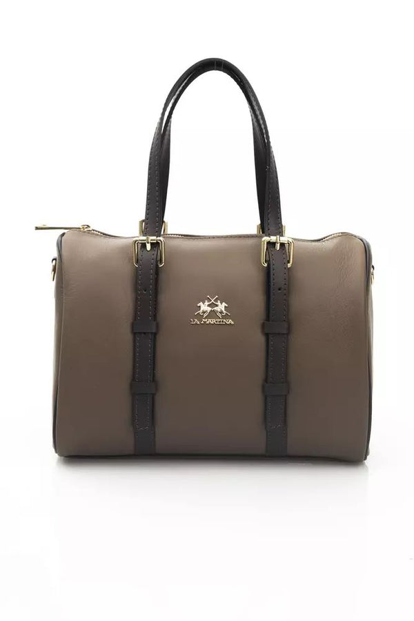 La Martina Brown CALF Leather Crossbody Bag - Elite ÉCLAT