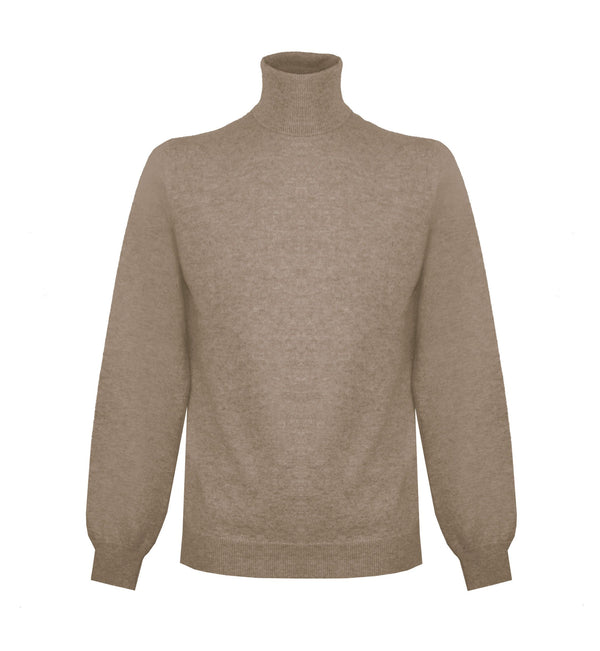 Malo Beige High Neck Cashmere Sweater