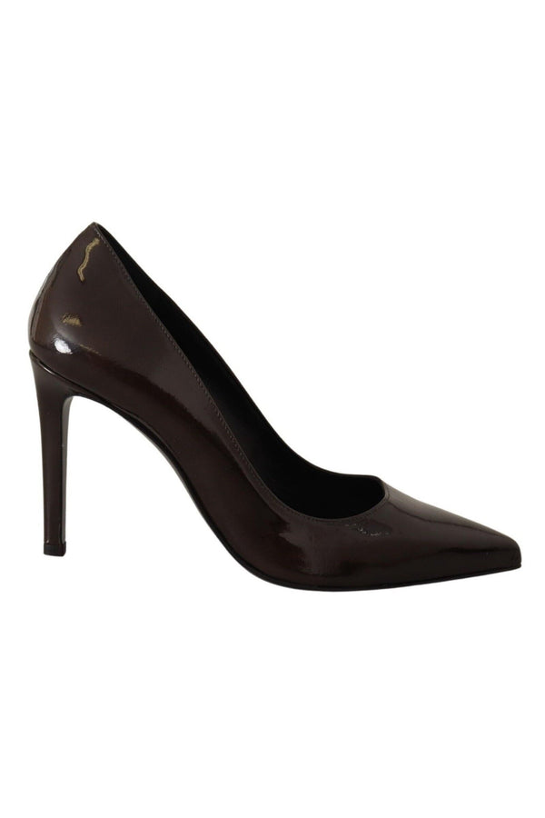 Sofia Brown Patent Leather Stiletto Heels Pumps Shoes