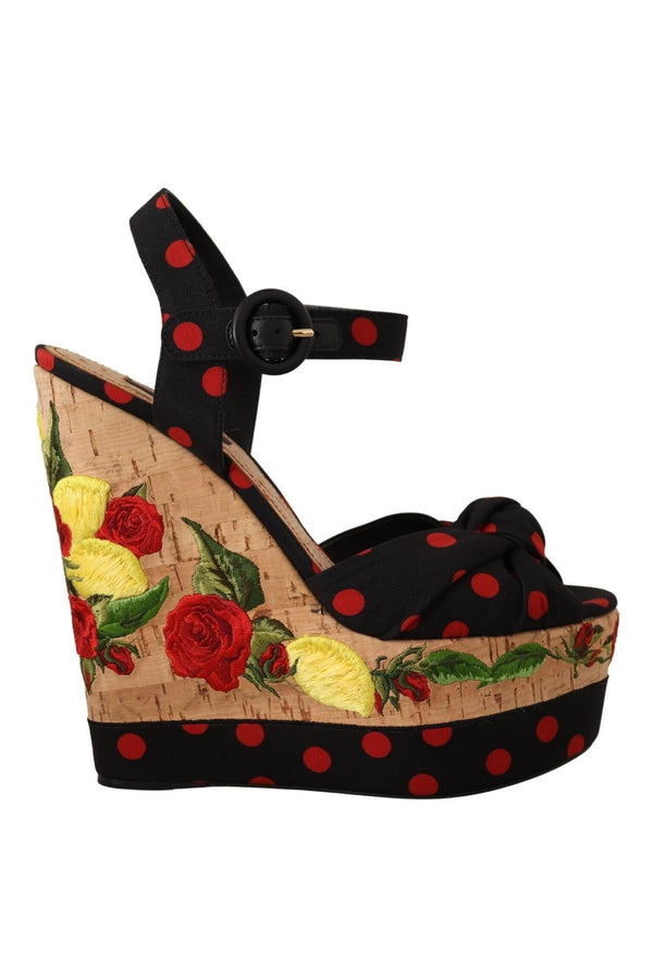 Dolce & Gabbana Multicolor Platform Wedges Sandals Charmeuse Shoes