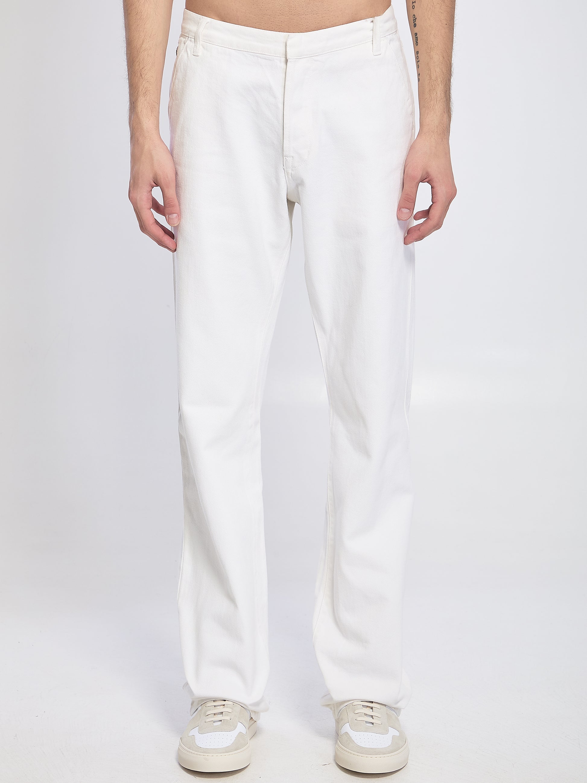 White straight jeans