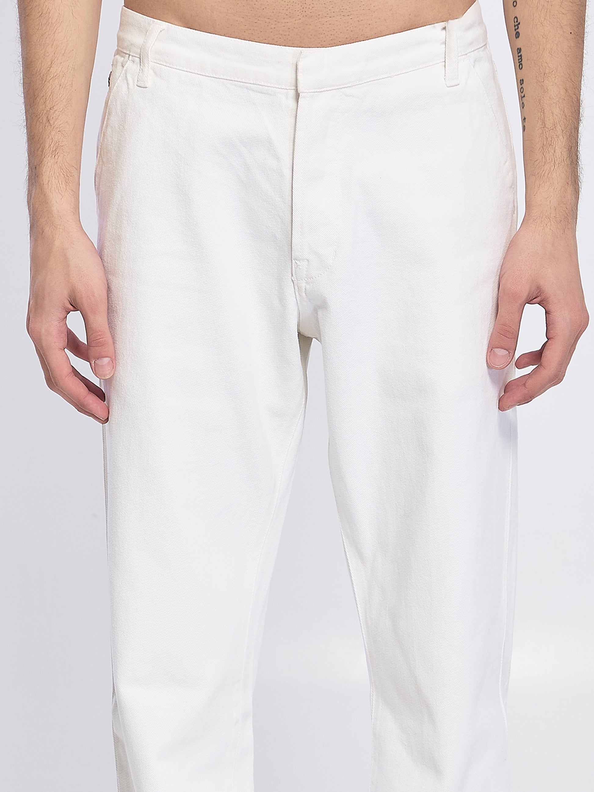 White straight jeans