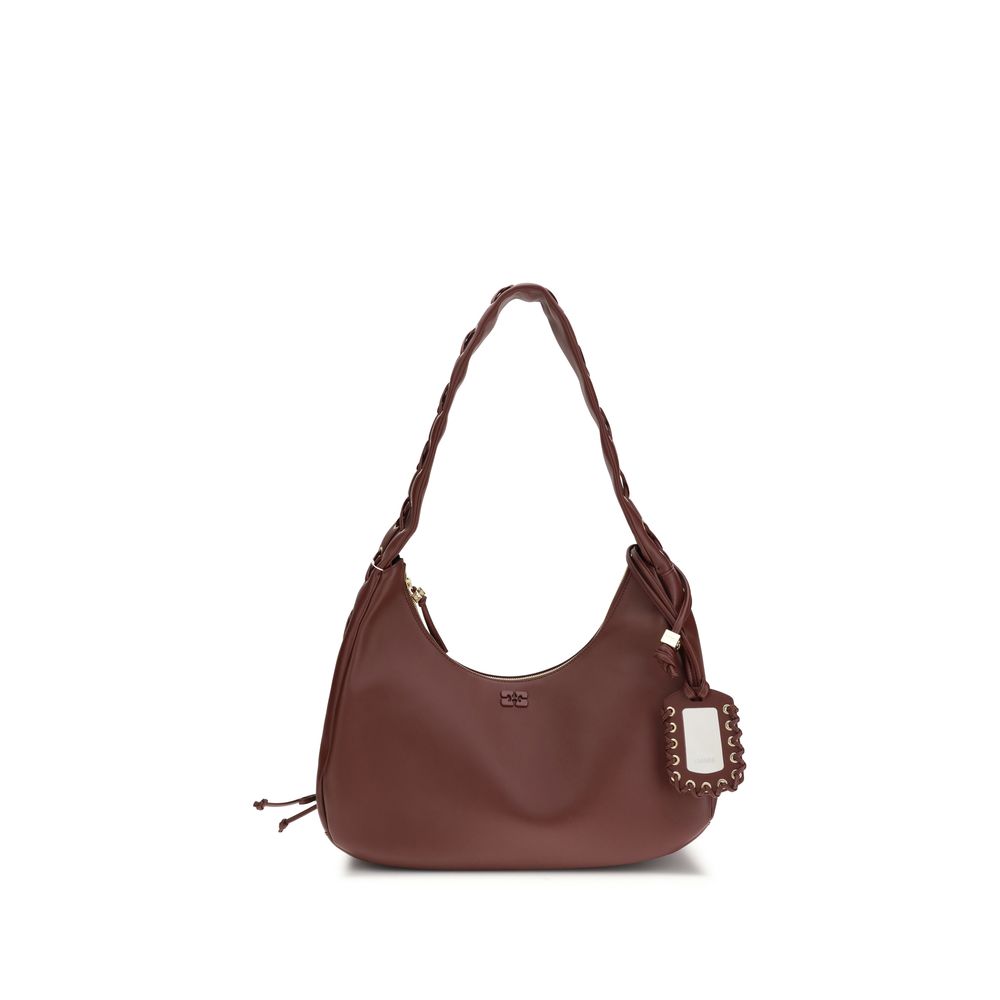 Ganni Bordeaux Recycled Leather Shoulder Bag