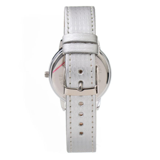 ARABIANS Silver Leather Dress Watch