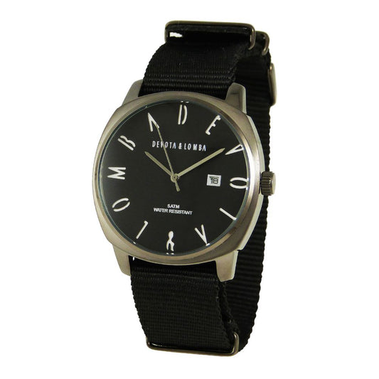 DEVOTA & LOMBA Black Nylon Dress Watch