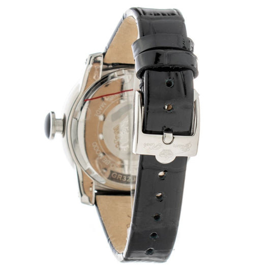 GLAM ROCK Black Leather Dress Watch