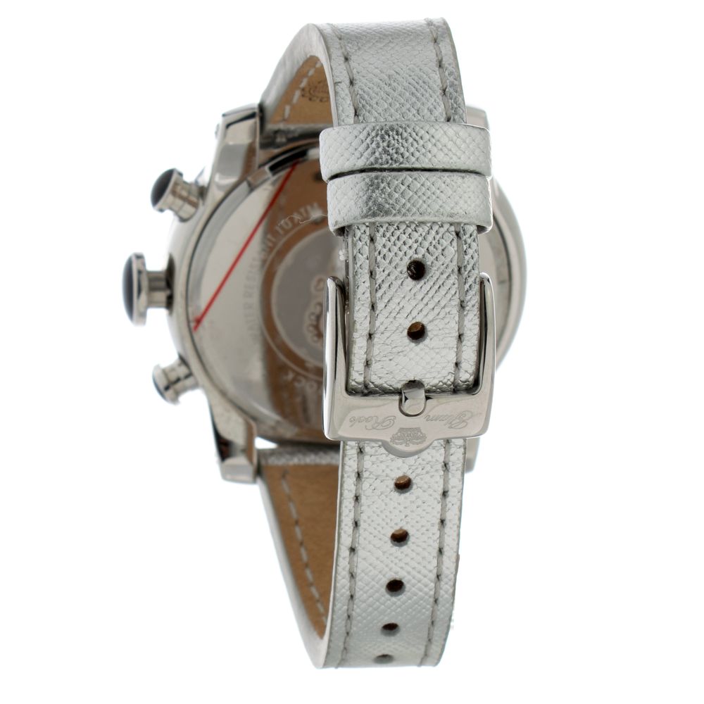 GLAM ROCK Silver Leather Dress Watch
