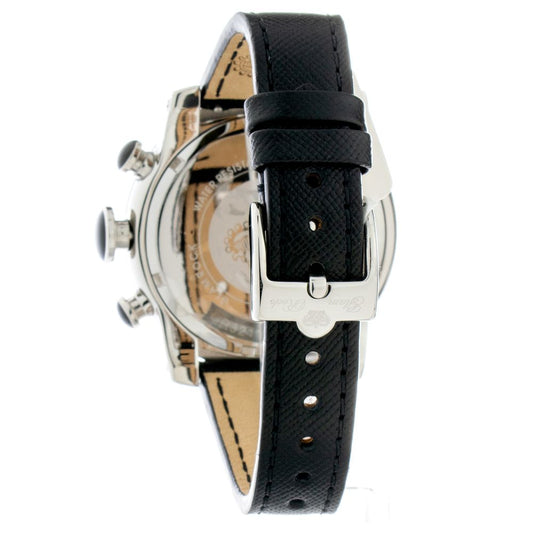 GLAM ROCK Black Leather Dress Watch