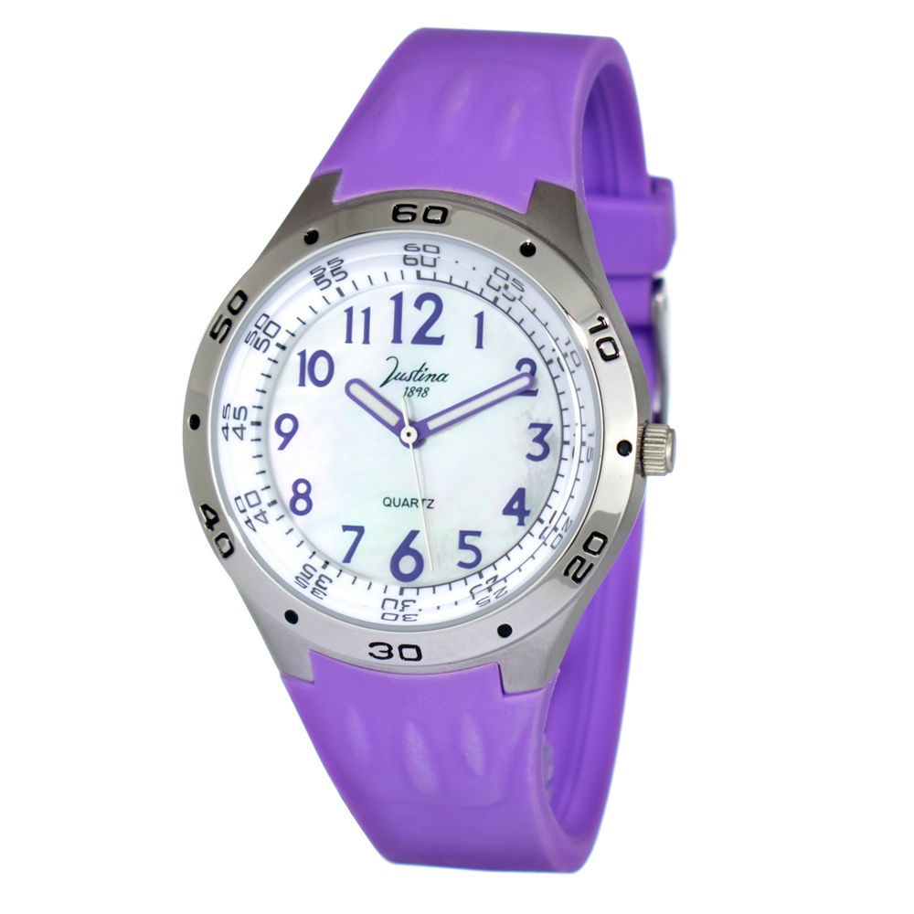 JUSTINA Purple Rubber Bracelet Watch
