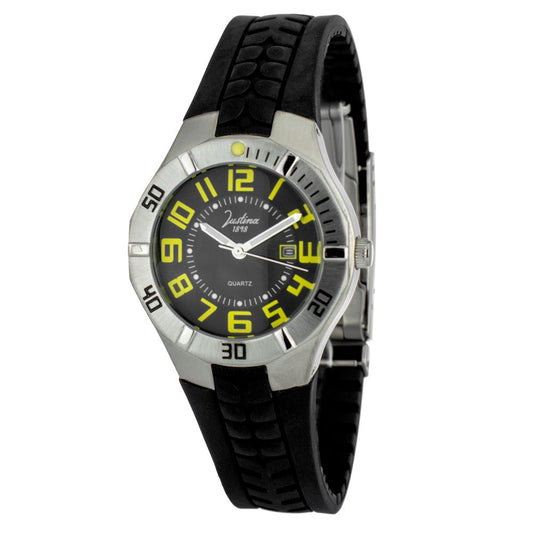JUSTINA Black Rubber Sport Watch