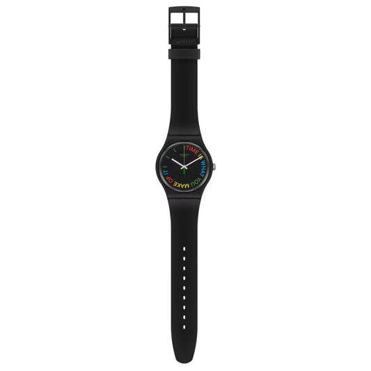 SWATCH Black Plastic Dress Watch