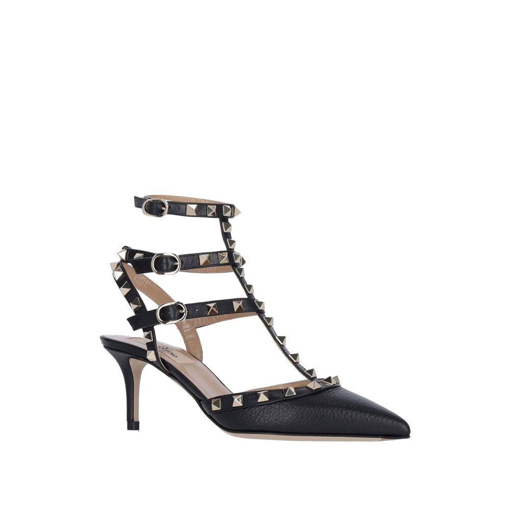 Valentino Garavani Black Leather Platform Pumps