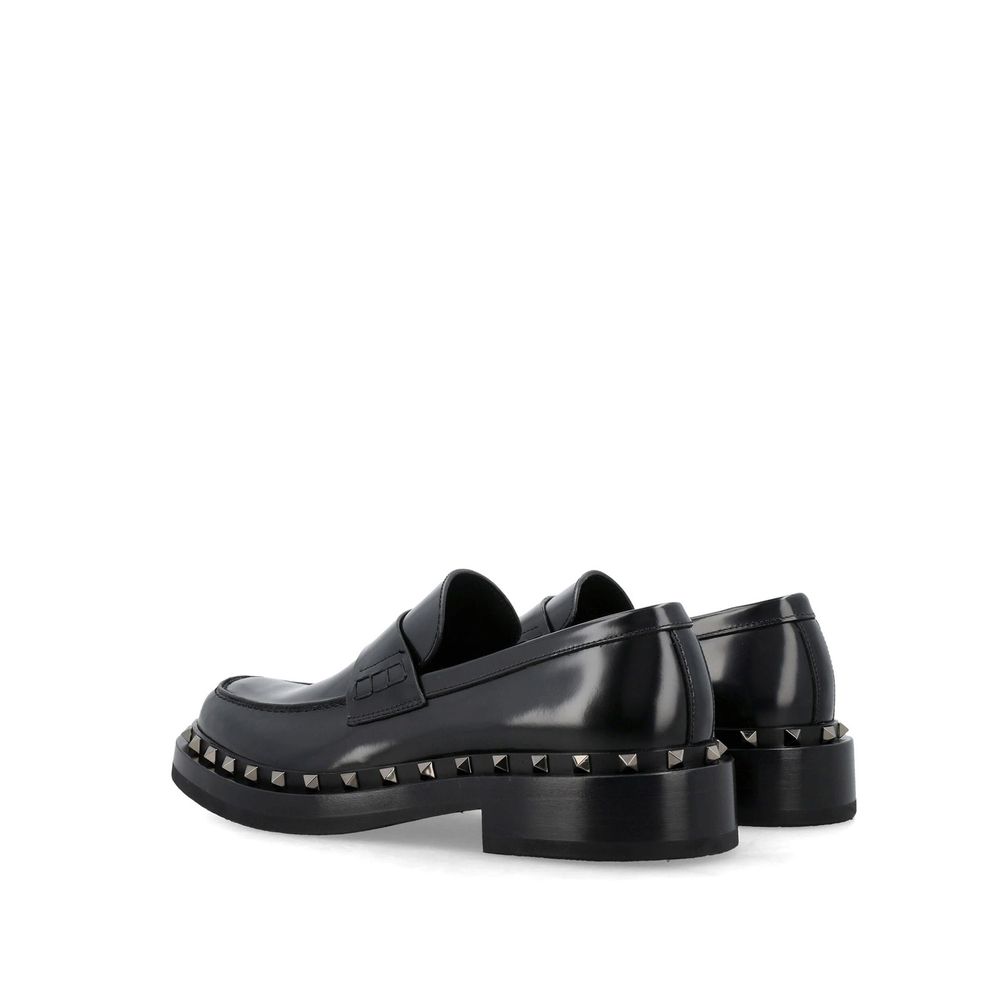 Valentino Garavani Black Calfskin Platform Loafers