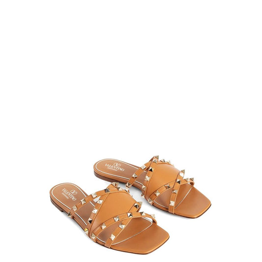 Valentino Garavani Brown Calfskin Flat Sandals
