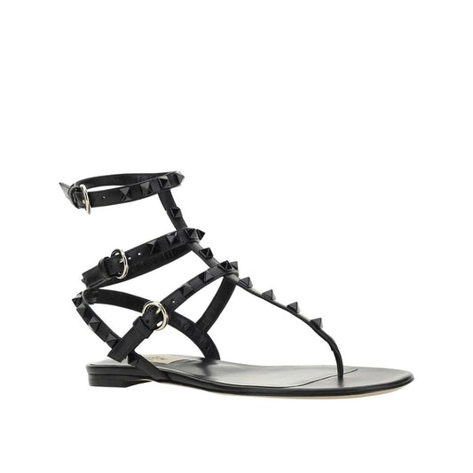 Valentino Garavani Black Calfskin Strap-On Sandals