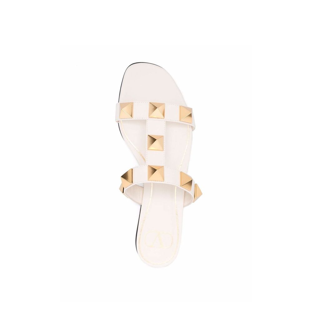 Valentino Garavani White Calfskin Flat Sandals
