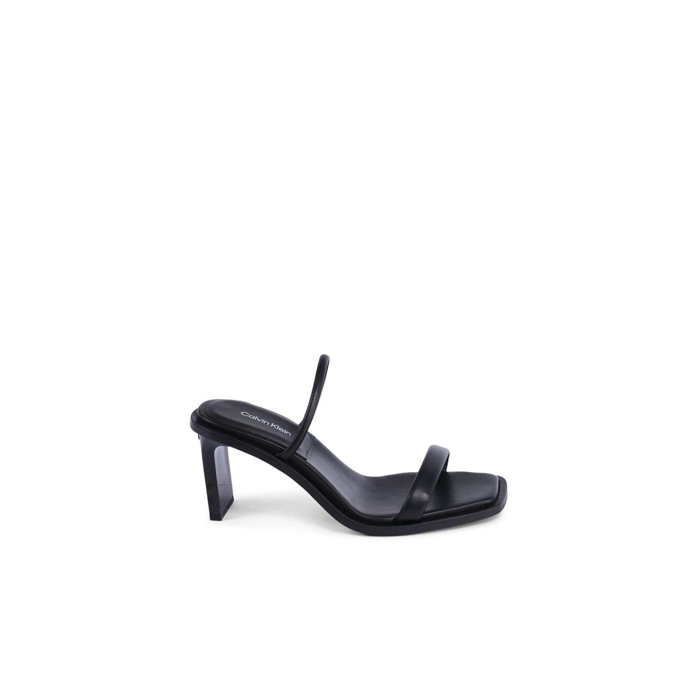 Calvin Klein Black Leather Stiletto Heel Sandals
