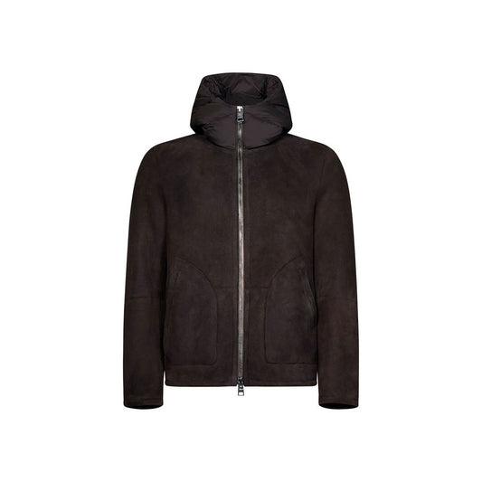 Herno Brown Lambskin Shell Jacket