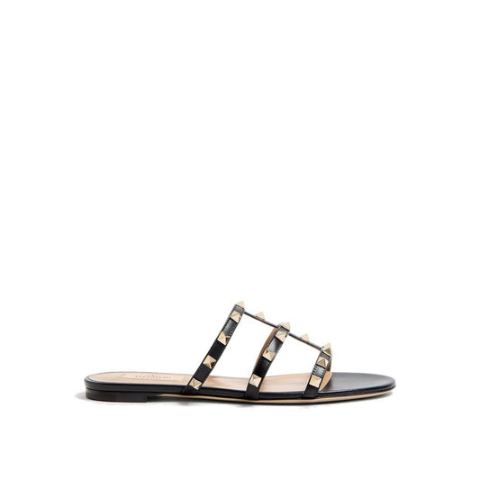 Valentino Garavani Black Calfskin Strap-On Sandals