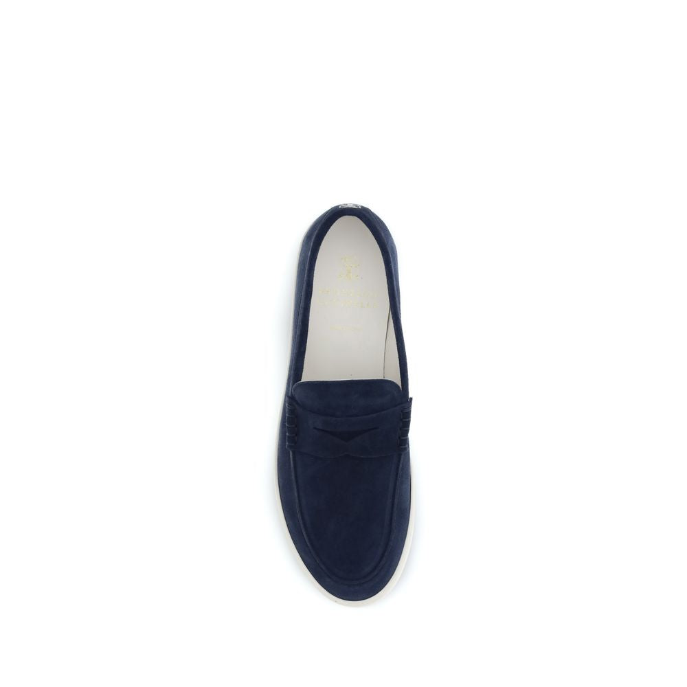 Brunello Cucinelli Blue Calf Leather Bos Taurus Slip-On Loafers - Qutton