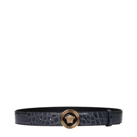 Versace Gray Leather Regular Belt