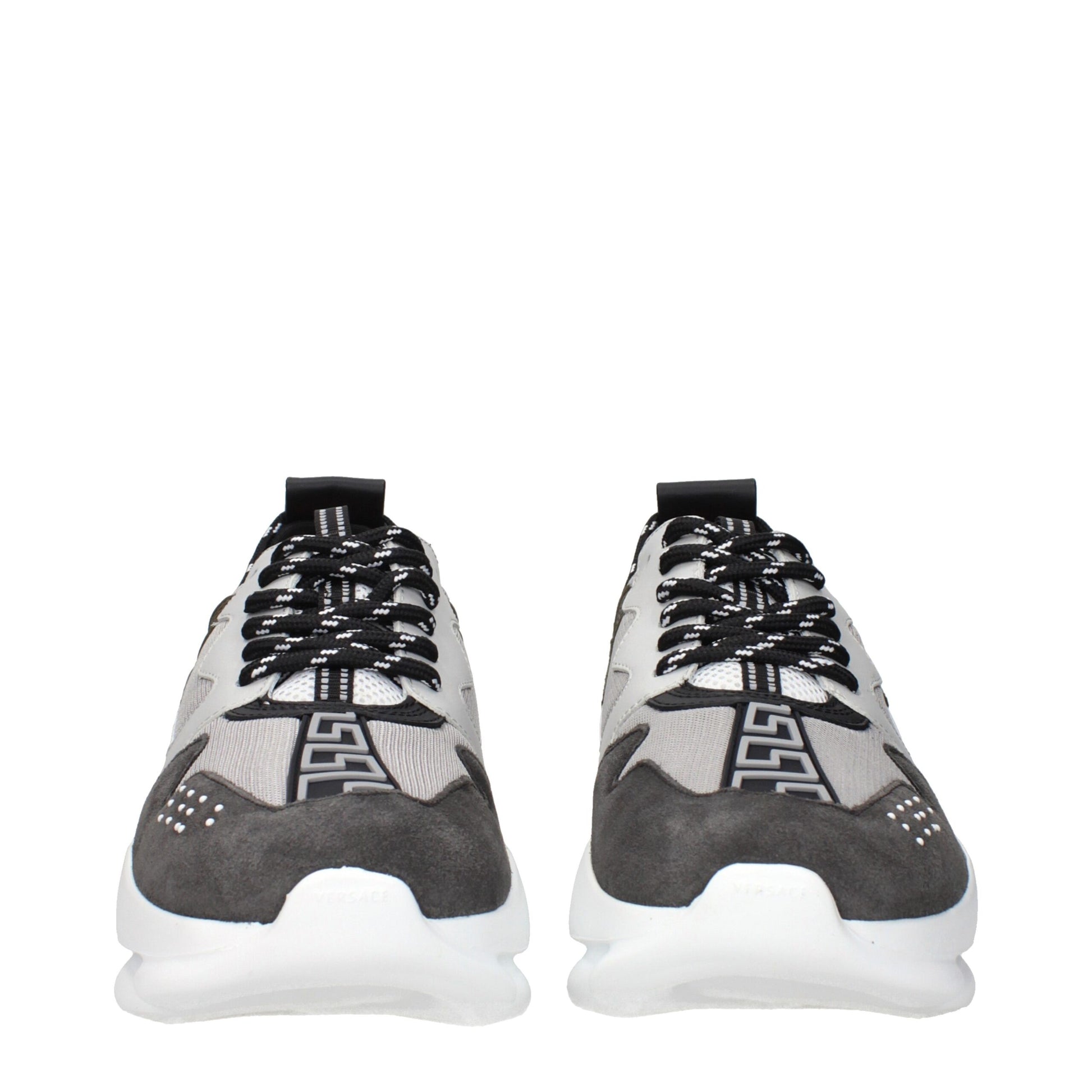 Versace Gray Fabric Chunky Sneakers