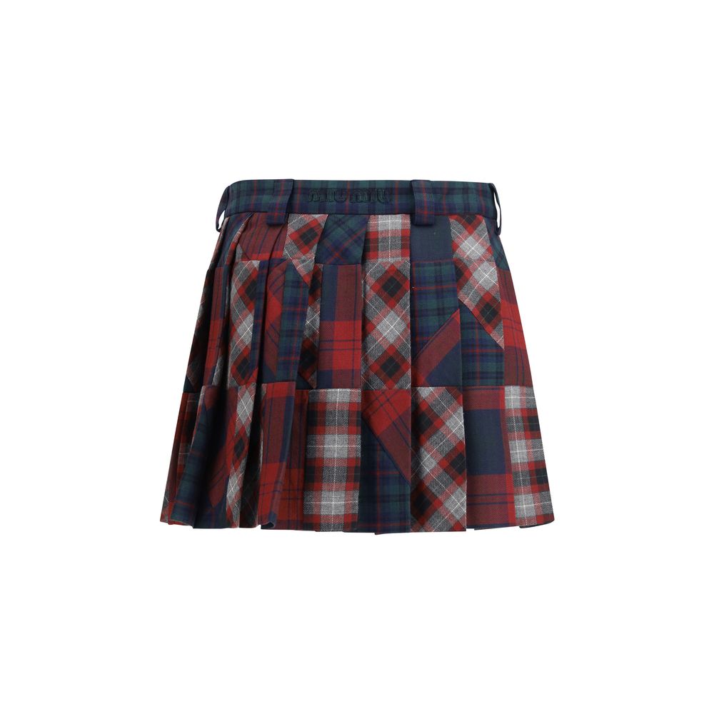Miu Miu Multicolor Fleece Wool Mini Skirt
