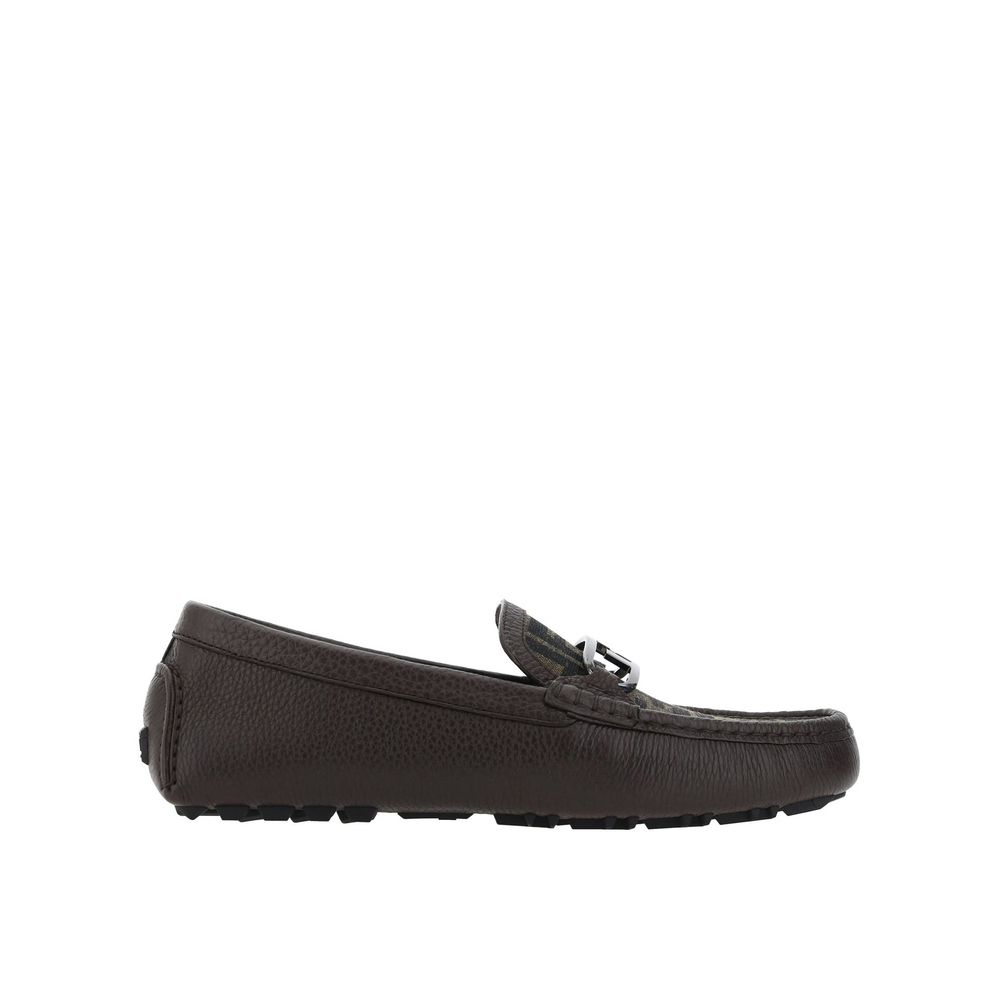 Fendi Brown Calfskin Slip-On Loafers