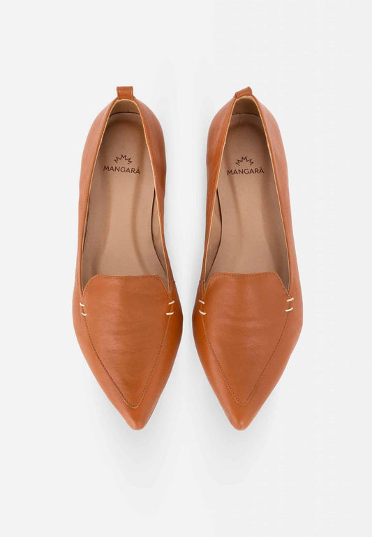 Mangará Atelier Brown Leather Ballerinas Butia – Women’S Pointed-Toe Flat Shoes