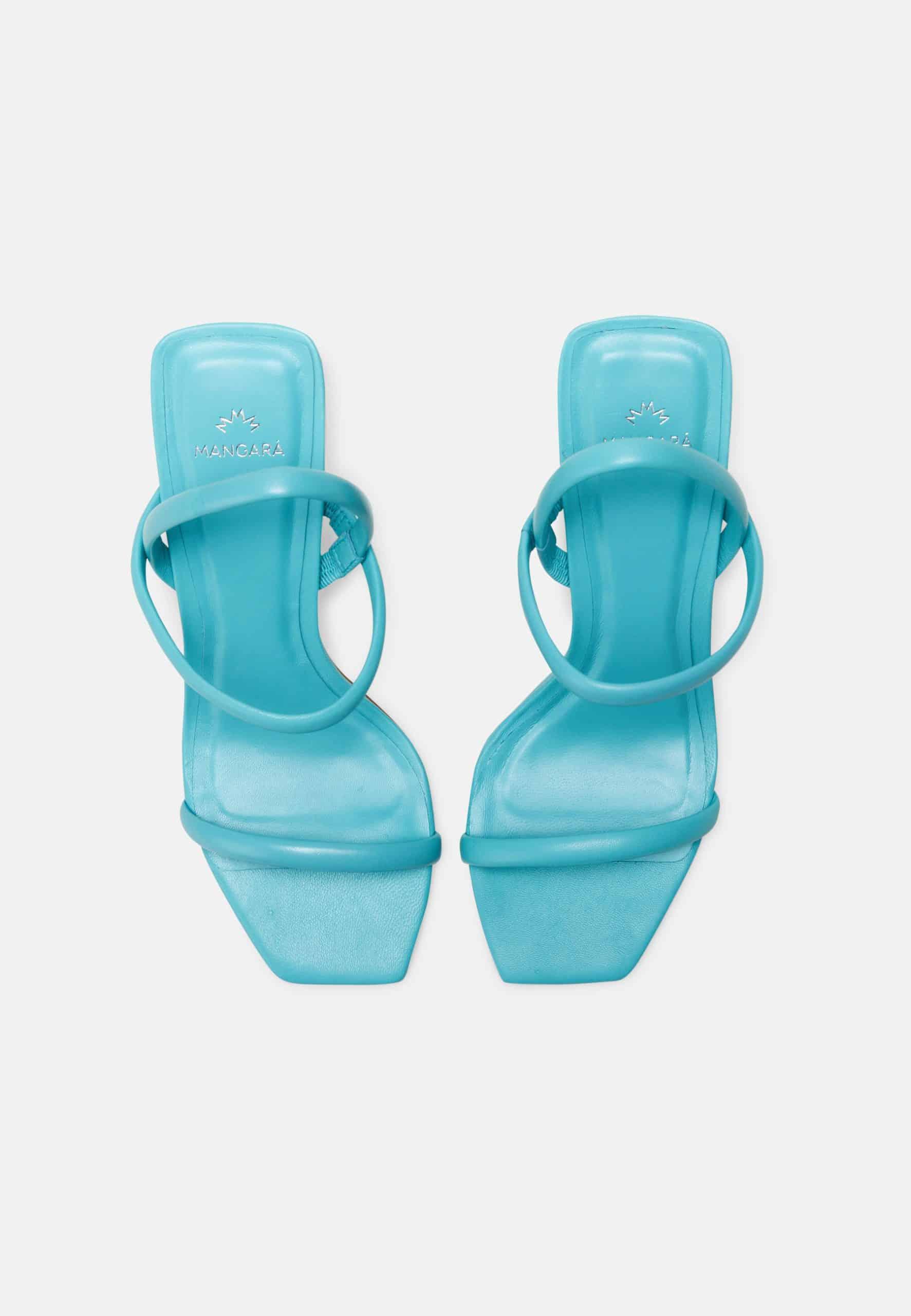 Mangará Atelier Turquoise Goat Leather Sandals – 6.5 Cm Block Heel