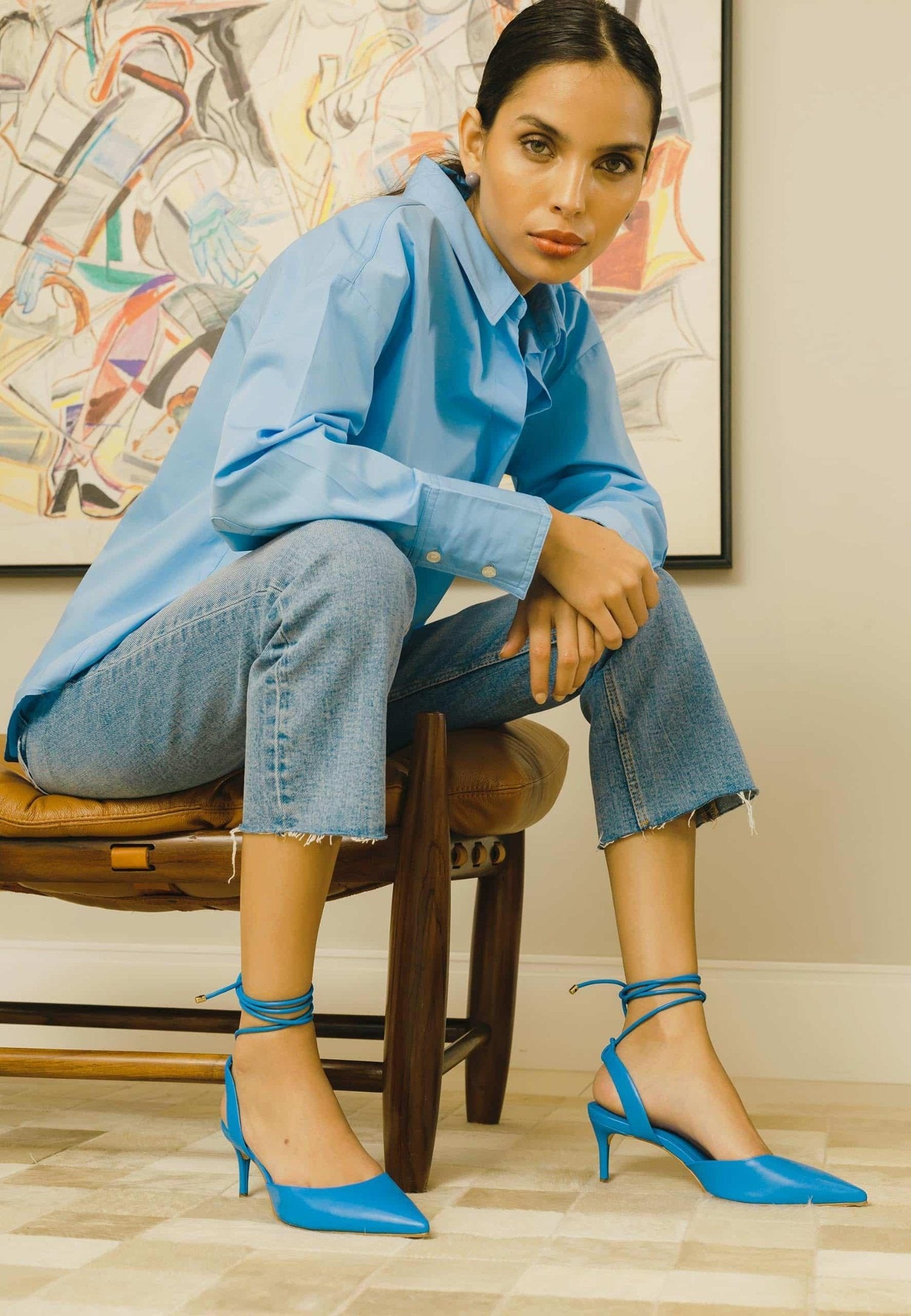 Mangará Atelier Blue Goat Leather Pointed Toe Heels – Elegant Women’S Pumps