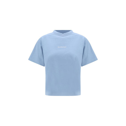 Balenciaga Light Blue Cotton T-Shirt