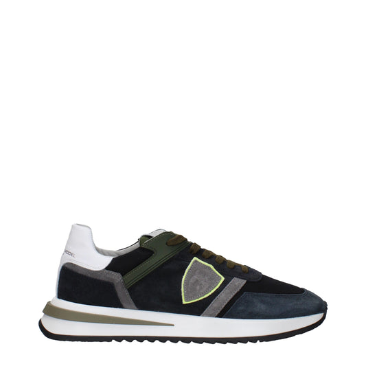 Philippe Model Blue Leather Low Top Sneakers