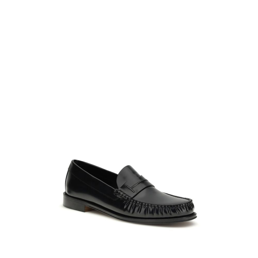Tom Ford Black Calf Leather Bos Taurus Slip-On Loafers