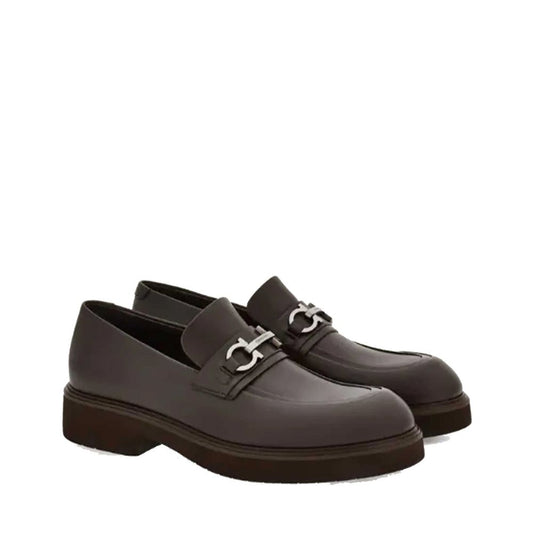 Salvatore Ferragamo Brown Calfskin Slip-On Loafers