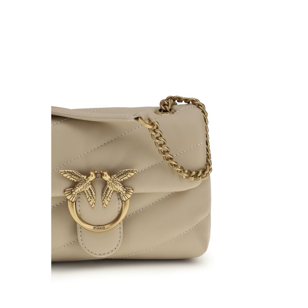 PINKO Beige Calf Leather Bos Taurus Shoulder Bag