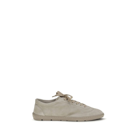 Brunello Cucinelli Beige Calf Leather Bos Taurus Low Top Sneakers - Qutton
