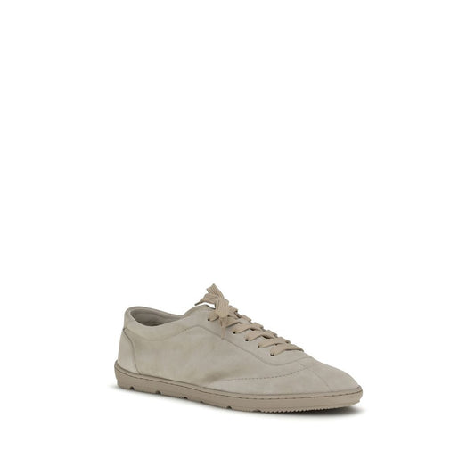 Brunello Cucinelli Beige Calf Leather Bos Taurus Low Top Sneakers - Qutton