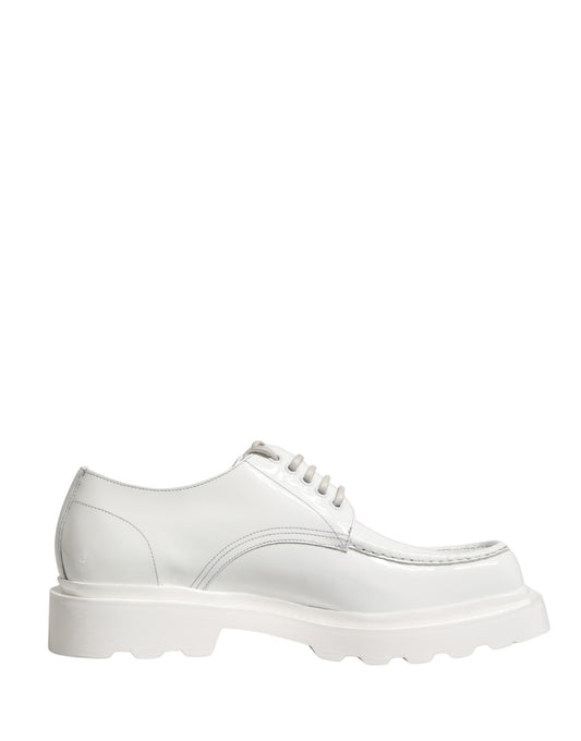 Dolce & Gabbana White Leather Chunky Sole Derby Shoes
