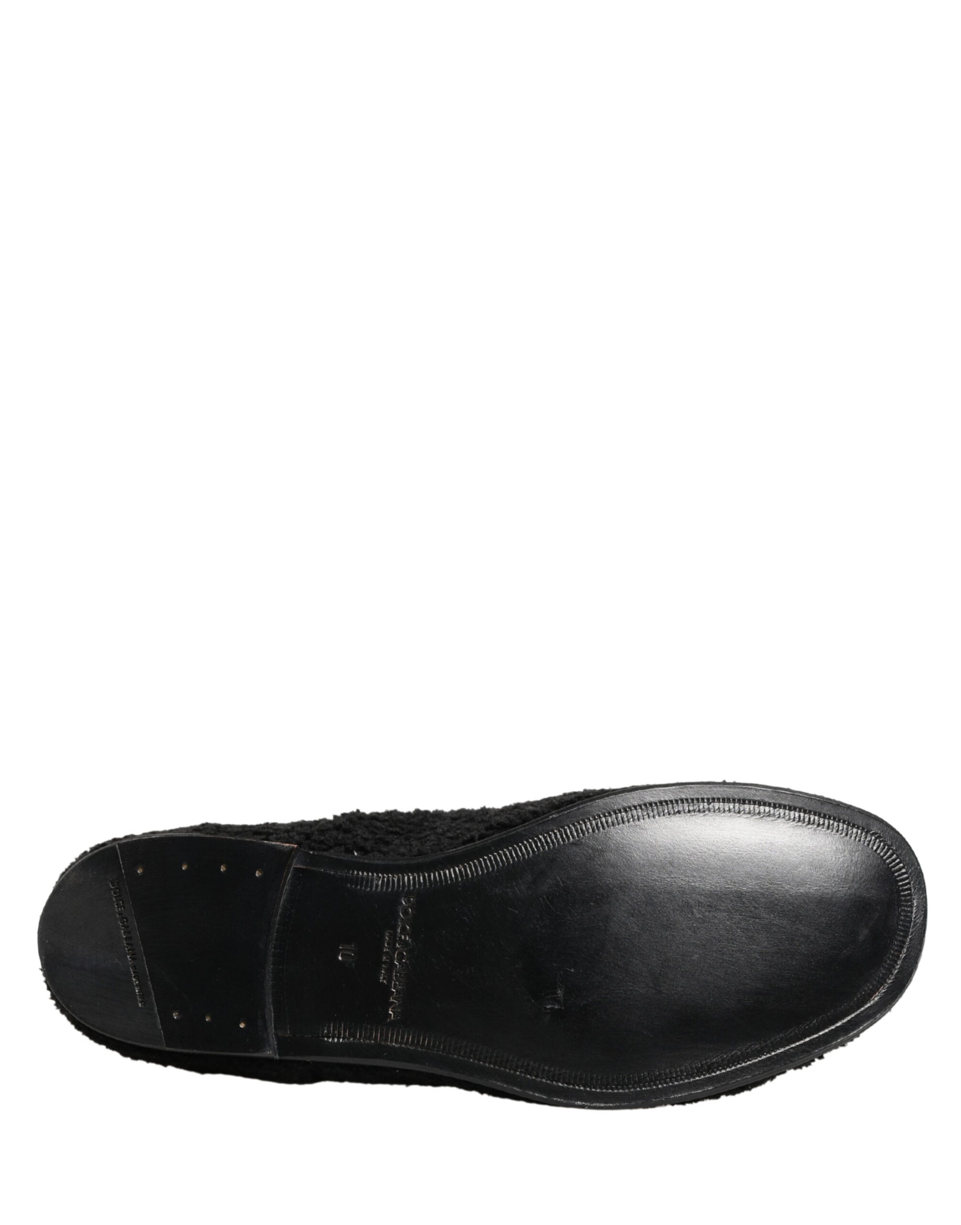 Dolce & Gabbana Men Black Riccio Shearling Dress Derby Shoes
