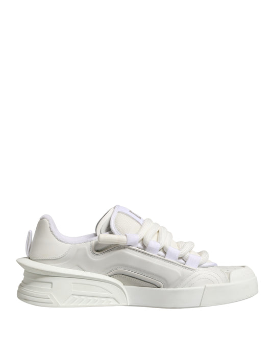 Dolce & Gabbana White Calfskin Leather Low Top Sneakers Shoes