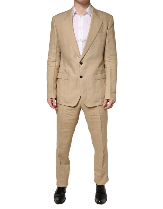 Dolce & Gabbana Beige TAORMINA Single Breasted Formal 2 Piece Suit